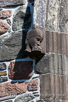 Sculptured head at Iona Abbey, Iona.